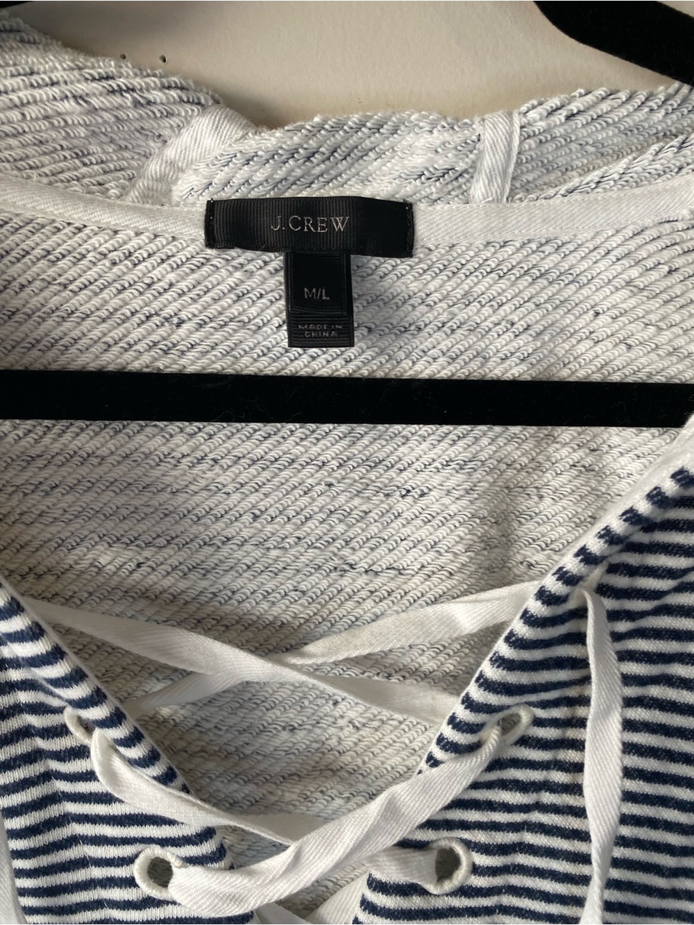 J.Crew Striped Terry Beach Poncho Cover Up Tunic M/L Lace Up Nautical - Picture 6 of 11